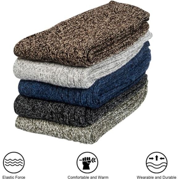 Wool Socks Winter Warm Thick Knit Soft Vintage Casual Crew Boot Socks Gifts - Picture 6 of 7